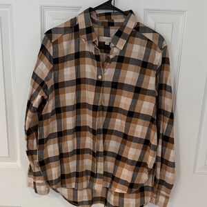 LOFT Men's Casual Plaid Shirt - Tan and Black